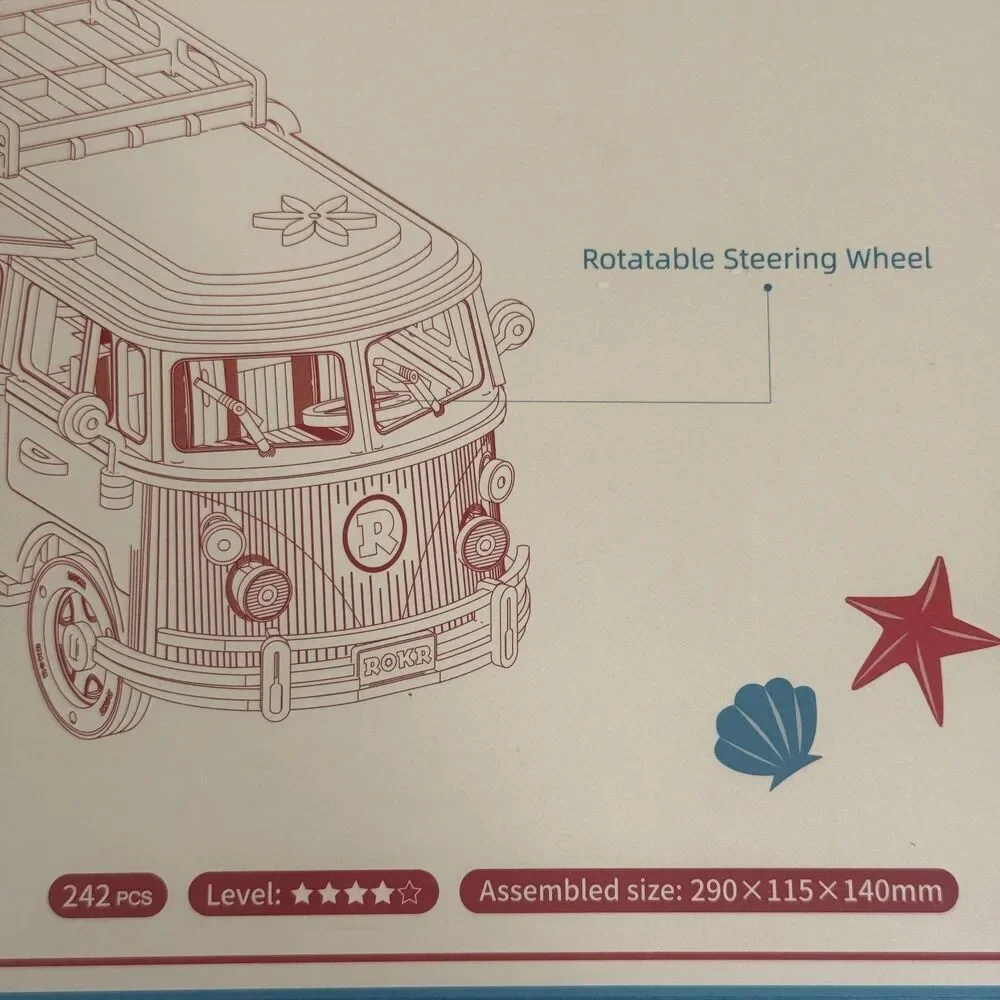 ROKR Camper‎ Van MCB01 Model 1:14 Scale Vehicle Wooden Art Puzzle Kit New Sealed